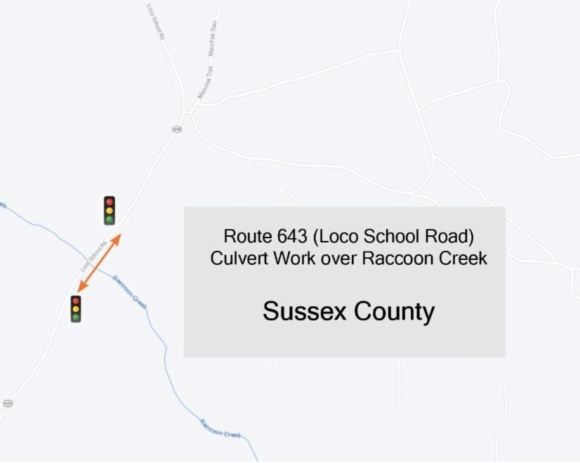 Map view of Route 643 impacted by construction