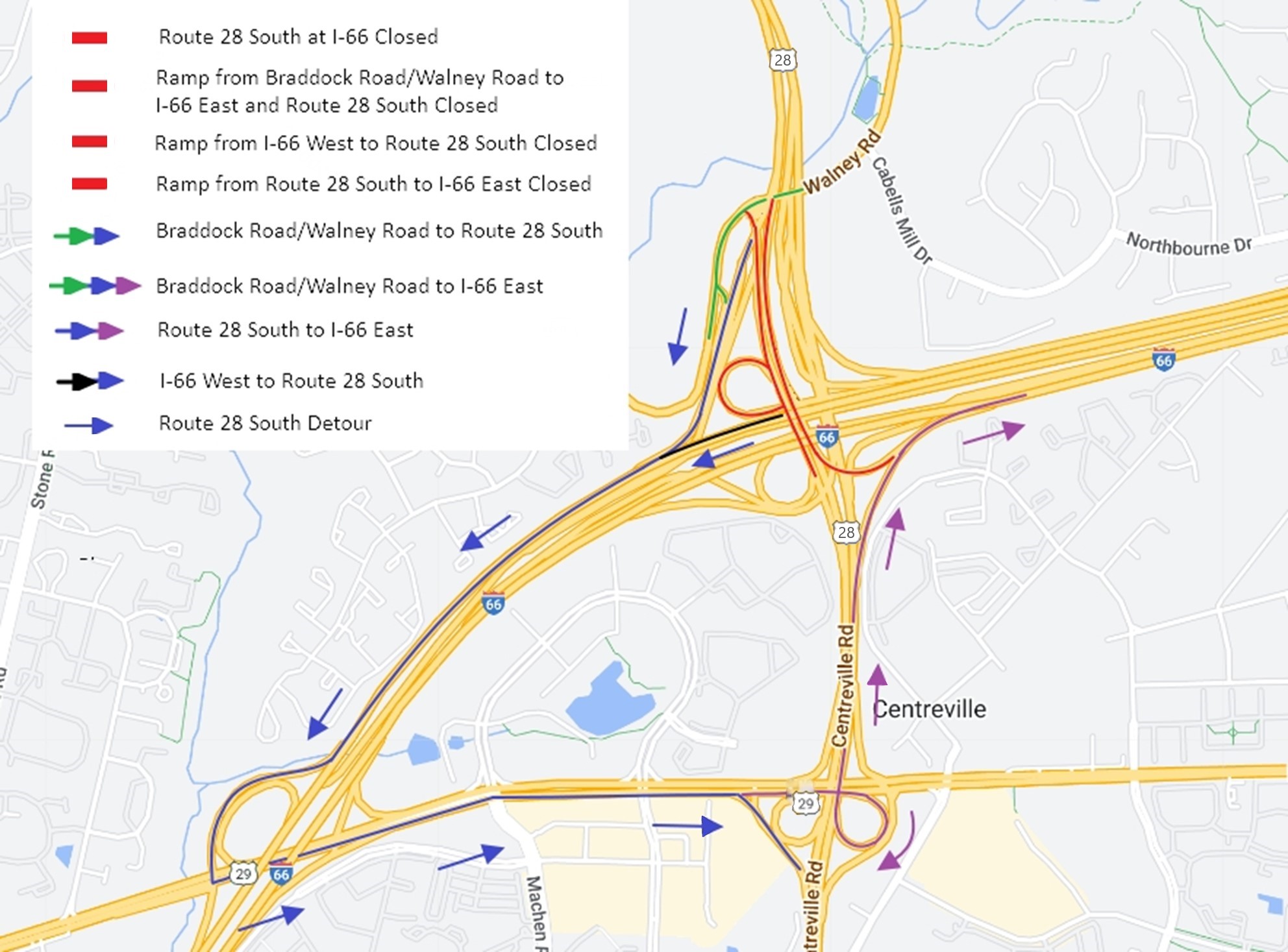 Route 28 South Closed at I-66