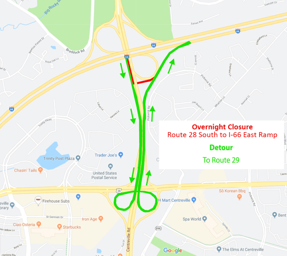 Overnight Closure route 28 to I66 ramp