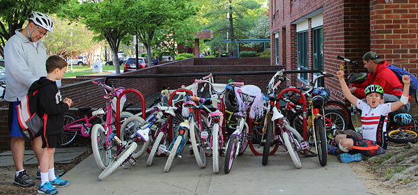 The bicycle rack filled up fast at Mount Vernon Community School.